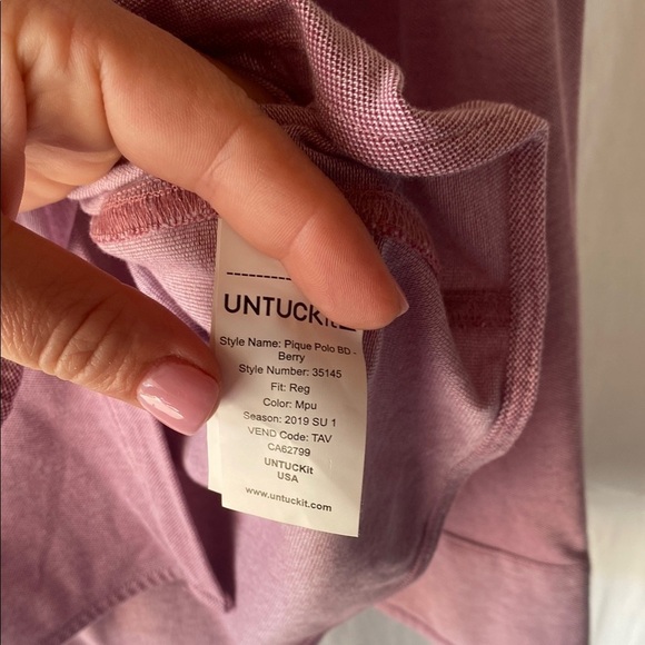 UNTUCKit Men's Casual Red Long Sleeve Pique Polo Button Down Shirt - Picture 3 of 6